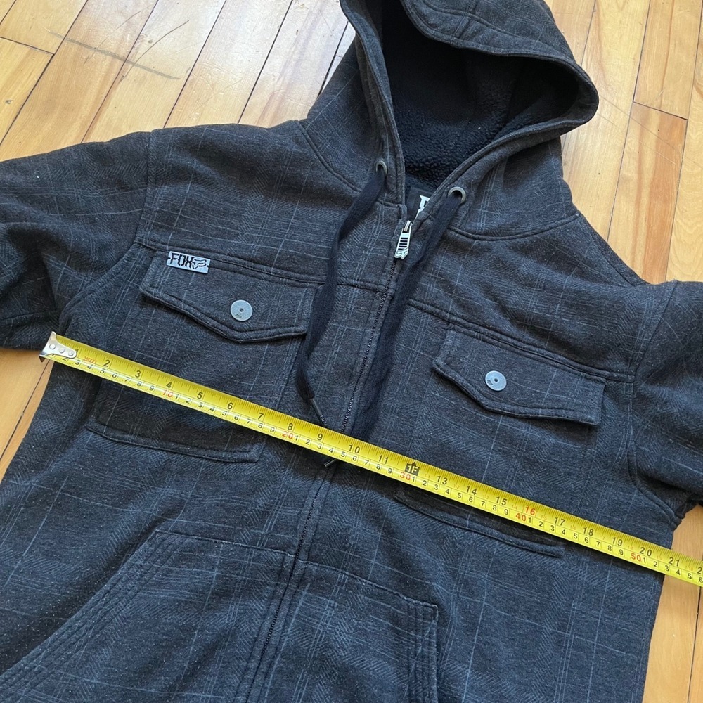 FOX Racing Mens Plaid Lined Hoodie Jacket Full Zip Sherpa Lined M - Picture 4 of 10